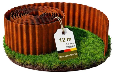 Obrázek produktu pro NovaTerra, vlnitý okraj pro trávník, rozměry 600 x 15 cm, tloušťka 0,5 mm, barva rezavá