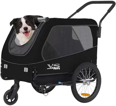 Produktbild von Pets L Hundeanhänger & Jogger 2-in-1 Hundebuggy, Fahrradanhänger Klappbar,groß ca. 250 Liter Volumen, für Hunde bis 35kg