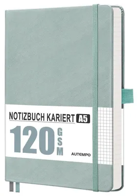 Produktbild von Notizbuch A5 Kariert Graublau 160 Seiten 120g/m² Papier mit Gummiband und Stiftschlaufe