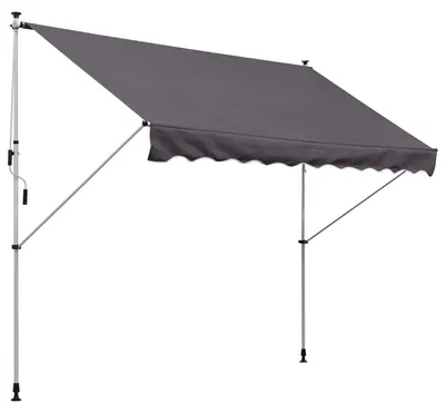 Zdjęcie produktu dla Zacisk Do Markizy Markiza Składane Ramię Markiza Ochrona Przed Słońcem Składane Ramię Korba Ręczna Balkon Aluminium Szary 300 X 150 Cm