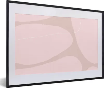 Produktbild von MuchoWow® Gerahmtes Poster Rosa - Geometrische Formen - Abstrakt 60x40 cm - Poster mit Schwarzem Bilderrahmen Wandposter Rahmen Foto Bilder - Schlafzimmer - Plakat in Rahmen - Drucken