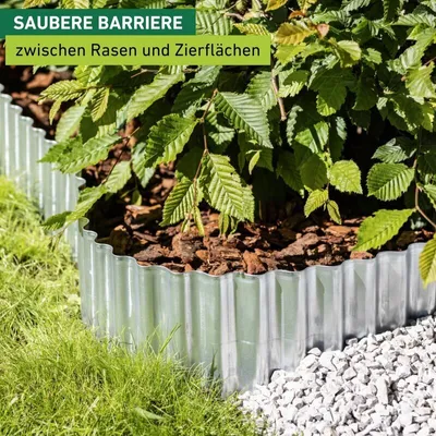 Produktbild von Windhager Rasenkante verzinkt gewellt, 5m lang, 16cm hoch, flexibel und verlängerbar