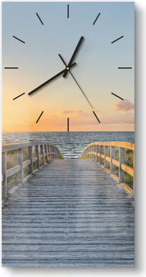 Produktbild von DEQORI Glasuhr 30x60 cm Modern 'Dünenweg zum Meer' Wanduhr Glas Uhr Design leise