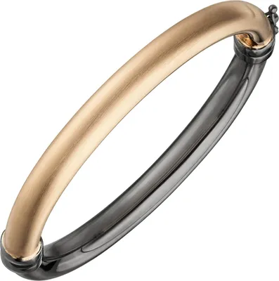 Produktbild von Armreif 925 Silber bicolor vergoldet & schwarz rhodiniert oval Armband teilmatt