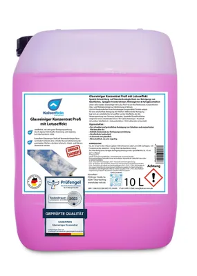 Produktbild von KaiserRein Glasreiniger Konzentrat mit Lotuseffekt 10 L unser Profi Fenster-Reiniger I Fenstersauger geeignet I streifenfrei für Glas Fenster und Spiegel…