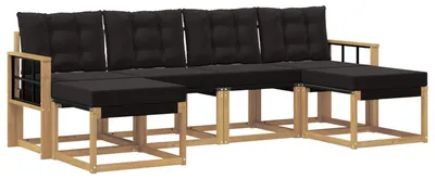 Produktbild von vidaXL Outdoor-Sofagarnitur mit Kissen 6 pcs Weiß und Schwarz