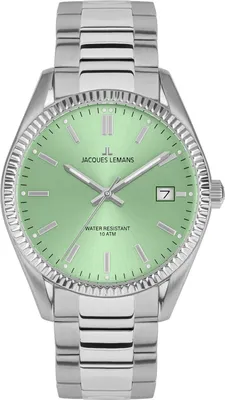 Jacques Lemans 50-4F Damen-Quarzuhr Derby Edelstahl/Hellgrün 1