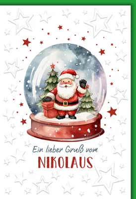 Produktbild von Nikolaus Schneekugel Gruß vom Nikolaus Glückwunschkarte mit Umschlag