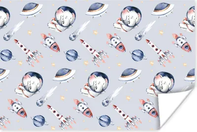 Produktbild von MuchoWow® Poster Muster - Elefant - Rakete - Jungen - Mädchen - Kinder - Mädchen 60x40 cm - Schlafzimmerdekoration
