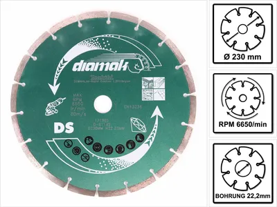 Zdjęcie produktu dla Makita Diamak - Diamentowa tarcza tnąca - do betonu, marmuru, łupków, miękkiej cegły, cegły cementowej - 230 mm