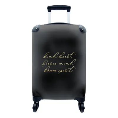 Produktbild von MuchoWow® Koffer Handgepäck Trolley Rollkoffer Kleine Reisekoffer mit 4 Rollen - Zitat - Herz - Schwarz und Gold - Cabin Size < 55x40x23 cm & 55x40x20 cm - Fotokoffer - Kabinenkoffer - Boardgepäck - Reise-Box - Reisekoffer - Reisegepäck - Koffer mit Bild - Trolley für Kinder