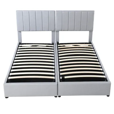 Produktbild von Fortuna Lai Polsterbett 180x200 cm, H, Doppelbett mit Stauraum, Hydraulisches Funktionsbett, multifunktionales Doppelbett,für Erwachsene & Jugend, Leinen, Grau