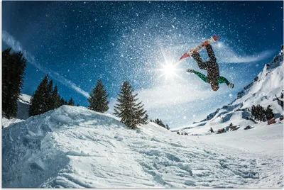 Produktbild von MuchoWow® Poster Snowboarder in der Winterlandschaft der Schweiz 180x120 cm - Fotoplakat