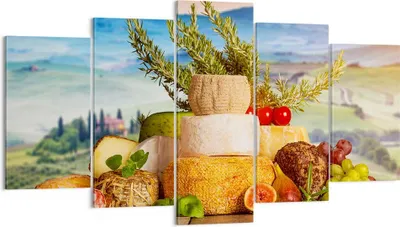Produktbild von Bild auf Leinwand - Leinwandbild - Toskana Käse Obst Italien - 160x85cm - Wand Bild - Wanddeko - Leinwanddruck - Bilder - Kunstdruck - Wanddekoration - Leinwand bilder - Wandkunst - EA160x85-2902