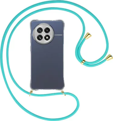 Produktbild von Handykette Backcover-Schutzhülle mit Band (Metall goldfarben) für OnePlus ACE5 5G - türkis