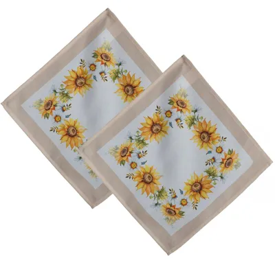 Imagen del producto de Juego de 2 manteles individuales de 40 x 40 cm con motivos de girasoles y hojas