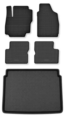 Zdjęcie produktu dla Dywaniki gumowe + mata bagażnika do Citroen e-C4 2021- (górny poziom podłogi) – czarne, dobierane – Wielganizator Semi-Universal
