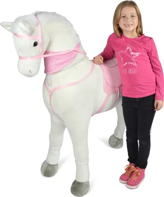 Produktbild von Pink Papaya Giant XXL Kinder Spielpferd zum Reiten Luna 125 cm | Plüschpferd | Fast lebensgroßes Pferd zum Reiten für Kinder | Stehpferd bis 100kg belastbar mit Sounds