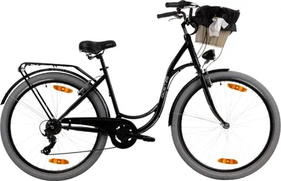 Produktbild von Goetze Mood 28 Zoll City Bike, 18 Zoll Tiefeinsteigerrahmen, 7-Gang Shimano, V-Bremse, LED-Beleuchtung, Komfortsattel, Rattankorb