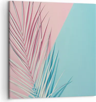 Produktbild von Bild auf Leinwand - Leinwandbild - Einteilig - Blatt Rosa Türkis - 60x60cm - Wand Bild - Wanddeko - Wandbilder - Leinwanddruck - Bilder - Wanddekoration - Leinwand bilder - Wandbild - AC60x60-4421