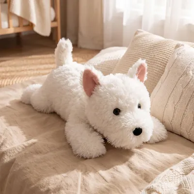 Produktbild von West Highland White Terrier Plüschtier 42cm Kuscheltier Hund Welpe Stofftier Kawaii flauschig lebensecht
