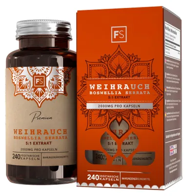 Produktbild von FS Weihrauchkapseln, 240 Kapseln, 2000mg Boswellia Serrata – Größe 240 g (1er Pack)