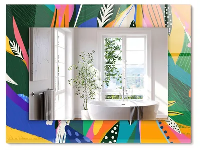 Produktbild von Buntes abstraktes Muster – Rechteckiger Spiegel mit Druck 80x60 cm – Modern - Dekorativ für die Wand