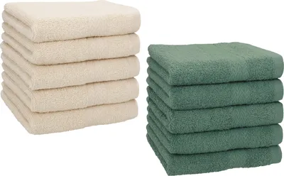Produktbild von Betz 10 Stück Seiftücher 30x30 cm PREMIUM 100% Baumwolle  Farbe: sand und tannengrün