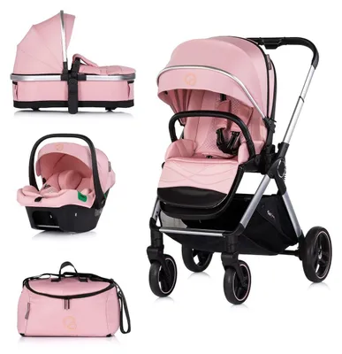 Produktbild von Chipolino Kombikinderwagen Euphoria 3in1 Sportsitz Babyschale umbaubar klappbar rosa