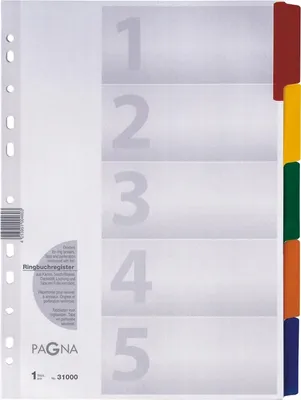 Produktbild von Register A4 5-teilig Mylar-Karton Packung mit 40 Stück