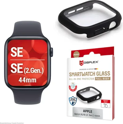 Image de Displex 02139, Film de protection, Smart Watch, Noir, Apple, Apple Watch SE3/SE2/SE (44mm), Polycarbonate (PC), Verre trempé