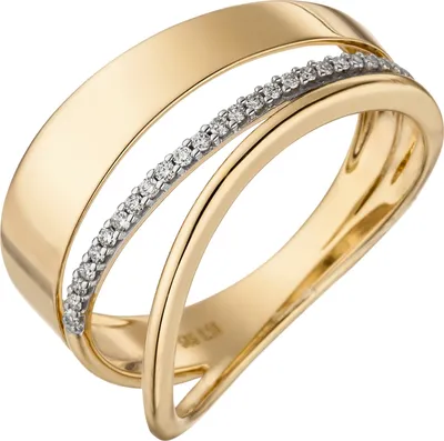 Produktbild von Gr. 54 Damen Ring breit mehrreihig 585 Gold Gelbgold 24 Diamanten Brillanten Goldring