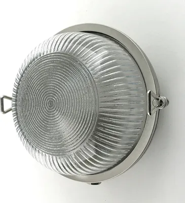 Obrázek produktu pro Suterénní lampa mosazné sklo D: 17,5 cm IP64 nikl matný E27 kulatý námořní