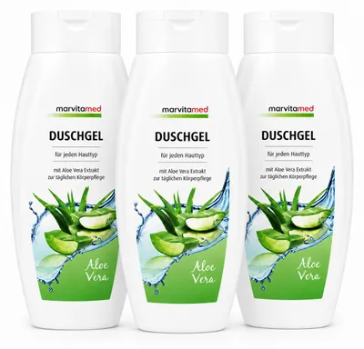 Produktbild von Marvitamed Duschgel Aloe Vera – 250 ml (3 pack), KI-generiertes Bild