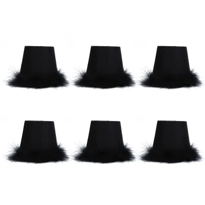 Zdjęcie produktu dla 6 sztuk abażurów do lamp wiszących z tkaniny – abażury do żyrandoli z wykończeniem w kształcie piór, akcesoria do dekoracji świetlnych