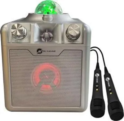 Image de N-GEAR Disco Star 710 Silver - Enceinte Karaoké Bluetooth sans fil - Projecteur en étoile - 2 Microphones