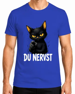 Imagen del producto de Camiseta para hombre, color azul, talla S, con estampado de un gato gruñón y divertido, con un mensaje sarcástico