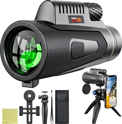 Zdjęcie produktu dla Profesjonalny monokular teleskopowy HD 12X50 o wysokiej rozdzielczości ze smartfonem i statywem, Linomag®, podwójny pryzmat BaK-4, widzenie w dzień i w nocy, wodoodporny