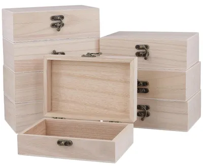 Image de Caisses en bois avec couvercle, dimensions 15 x 10 x 5 cm, lot de 8, pour le rangement