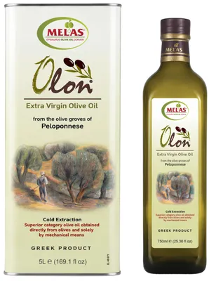 Produktbild von OLON Extra Virgin Olivenöl 750 ml und 5 Liter - aus Griechenland, kaltgepresst, ausgezeichnetes, ausgewogenes Aroma,