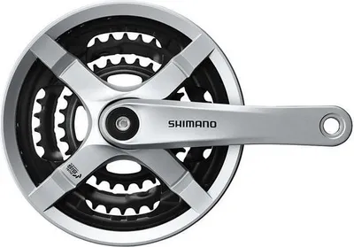 Produktbild von SHIMANO FC-TY 501 Tourney Kurbelgarnitur, 48/38/28, 170 mm, 4-kant, 6/7/8-fach, Kettenschutz, silber (1 Set)