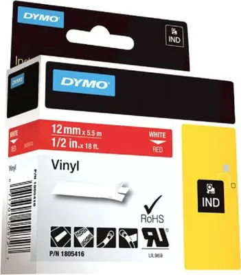 Obrázek produktu pro DYMO 1805416, Bílá na červené, Vícebarevný, Vinyl, -40 - 80 °C, UL 969, DYMO