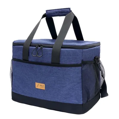 Produktbild von Valle Verde 30 Liter Coolerbag, Kühltasche, Kühlkorb, Kühlbox, Thermotasche, Picknicktasche - Thermoisoliert, Auslaufsicher - Blau, 40 x 26,5 x 31 cm