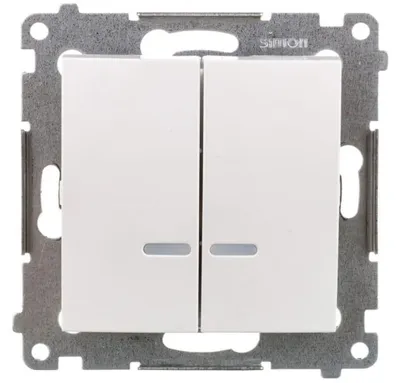 Image de Double interrupteur à bascule (module) avec LED IP44 blanc Contact Simon 54 Premium DW5ABL.01/11