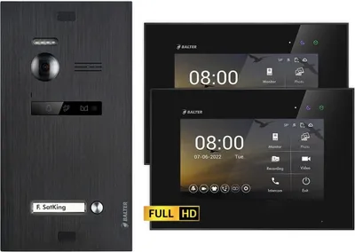 Produktbild von BALTER EVO HD Unterputz Schwarz 2-Draht 2x 7" Schwarz Video Türsprechanlage Set für 1 Familienhaus