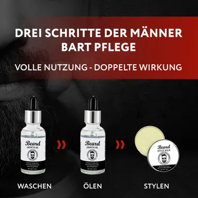 Immagine prodotto di Set per la cura della barba con shampoo olio barba cura balsamo cera set regalo per gli uomini