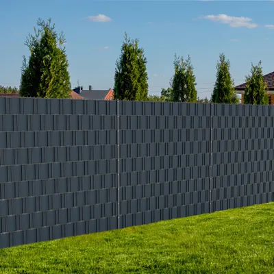 Produktbild von YZNAHRE Sichtschutzstreifen Hart PVC Zaun Sichtschutz 2,5m x 19cm Zaunfolie Blickdicht Anti-UV Sichtschutzfoile, für Doppelstabmattenzaun Stabmattenzaun Gartenzaun Sichtschutz (Anthrazit)