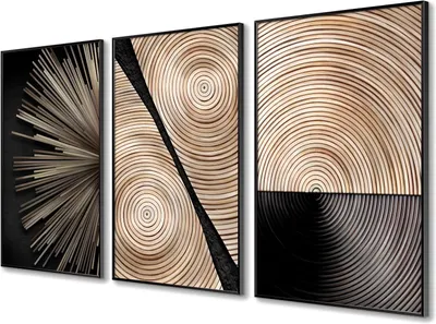 Productafbeelding van Moderne Minimalistische Kunst Schilderijen voor Woonkamer 50x70 cm - 3-delige Decoratie Inclusief Lijst