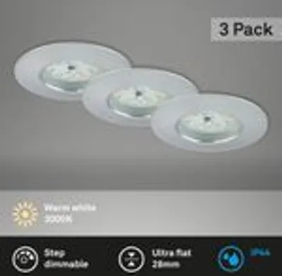 Produktbild von LED Einbauleuchten Dimmbar 3er Set IP44 6,5 W alu Kunststoff Ø 7,5 cm Briloner