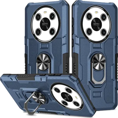 Produktbild von Honor X9 Hülle, Dual Layer Robuste Rüstung Ringhalter Ständer Schutzhülle für Honor X9 Blau